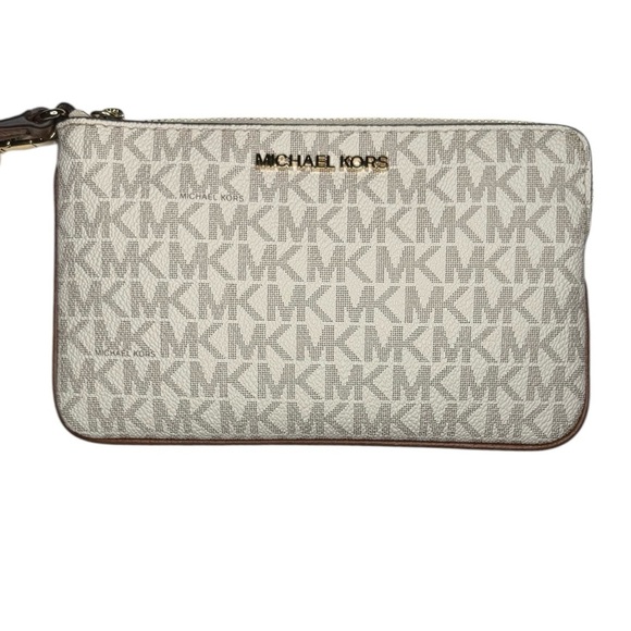 New Michael Kors Jet Set Travel Signature Logo Vanilla Large Wristlet - Picture 7 of 7